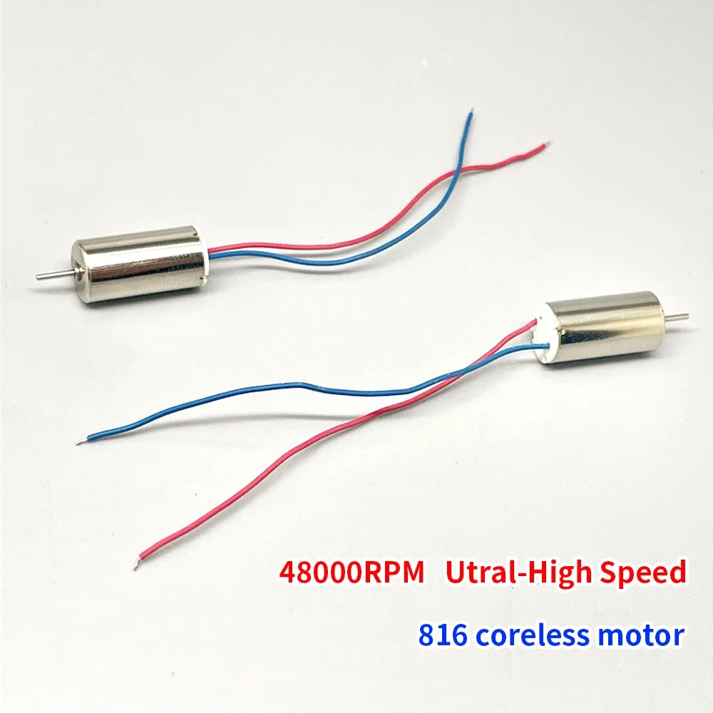 2PCS DC 3V 3.7V Mini 816 Coreless Motor 59000RPM Ultra-high Speed Strong Magnetic 8*16MM for RC Glider Foam Aircraft Model