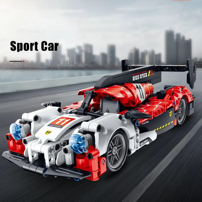 Technical 566Pcs Pull Back Sport Car Model Building Blocks City Famous Supercar Speed Vehicle Bricks MOC Toys For Children Gifts