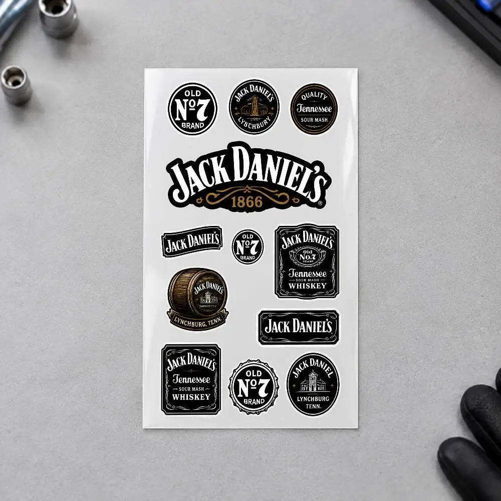 J-JACK D-DANIELS Motorcycle Sticker Set Reflective Decals For Helmet Fuel Tank Fairing Body Custom Bike Graphics Kit