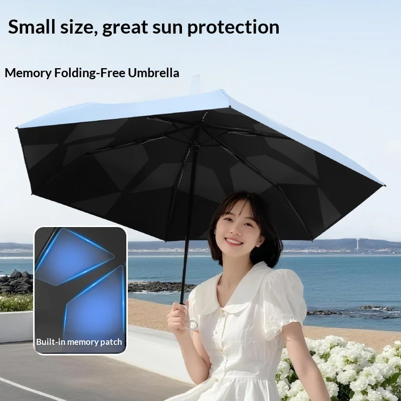 Automatic Memory Patch Umbrella, Quick No-Fold Close, Super Waterproof & Durable, 2-in-1 Sun & Rain UV Umbrella for Men & Women