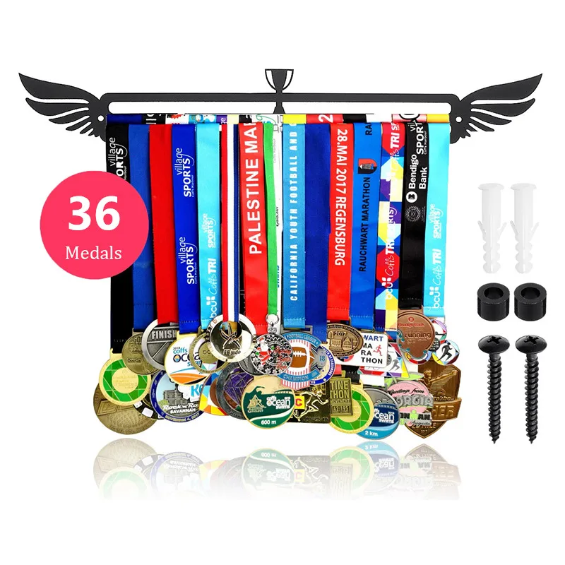 

30+ Medals Medal Hanger Medal Holder Display Iron Rack Running Swimming Gym Marathons Bike Sport Medal Gift Wings Decoration