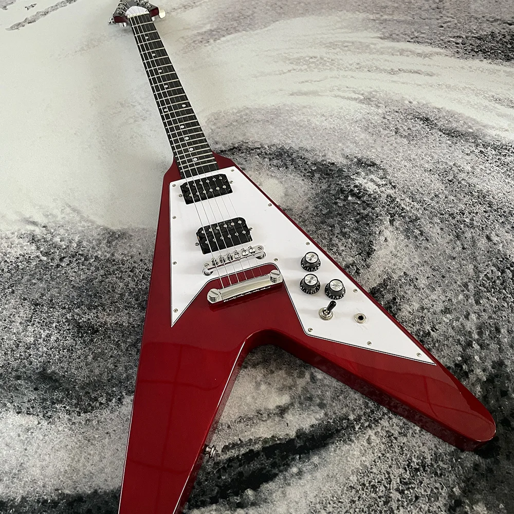 

High-quality irregular-shaped electric guitar, mahogany wood, stainless steel frets, tuned and quality inspected, in stock