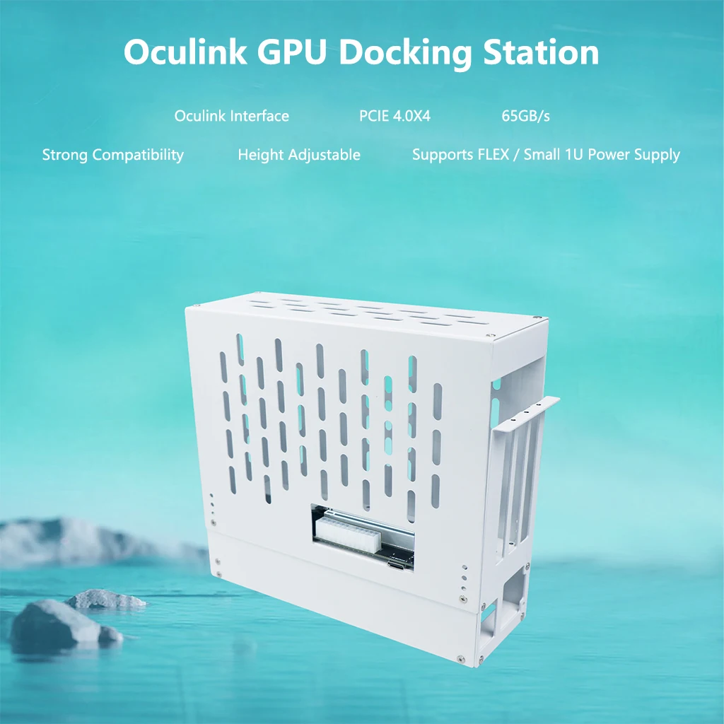 Oculink eGPU Graphics Card Dock Docking Station for Laptop Mini PC PCIe 4.0 X4 64GB/s FLEX Small 1U Power External GPU Enclosure