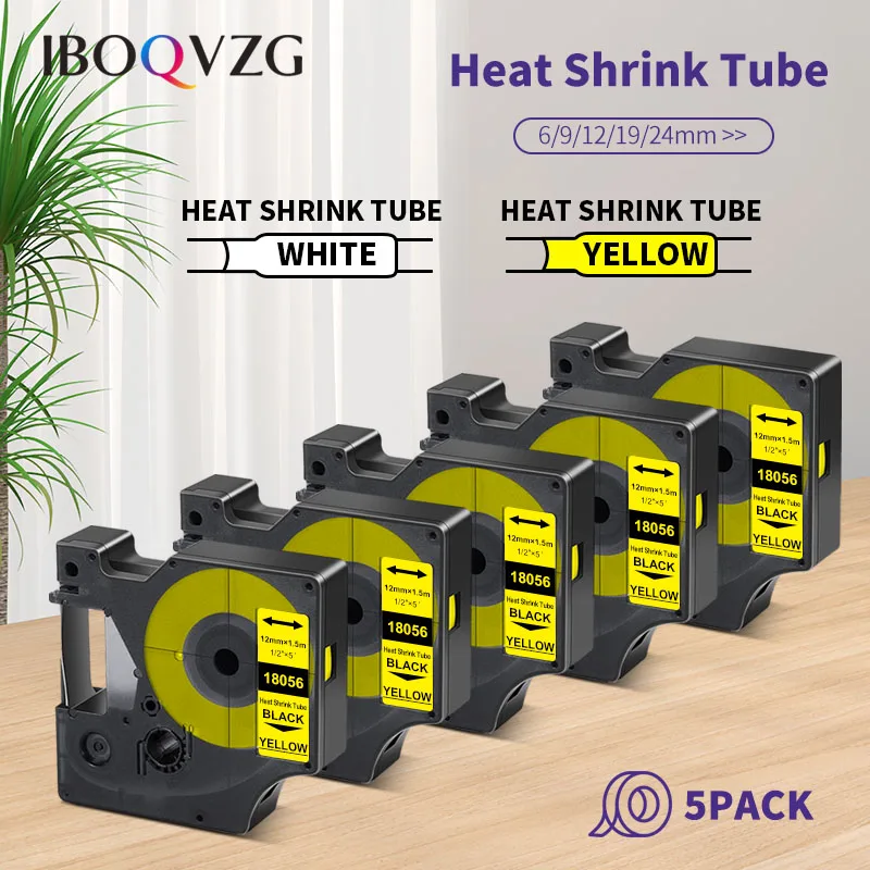 

5x6 ~ 24 мм совместимые термоусадочные трубки Dymo 18051 18052 18053 18054 18055 18056 18057 18058 для изготовления этикеток Rhino 4200 5200