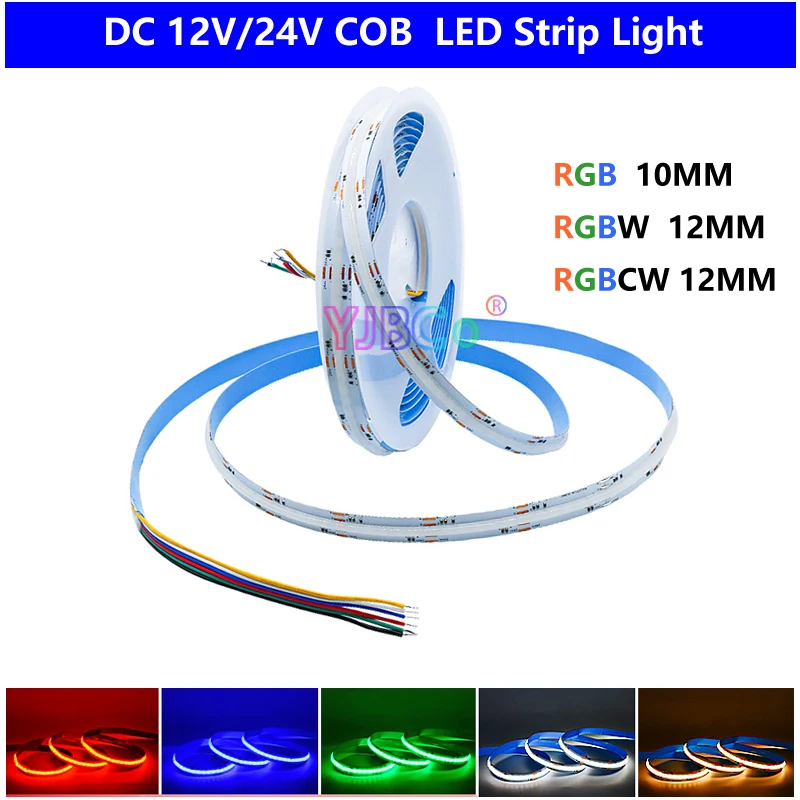 

Светодиодная лента RGB RGBW RGBWC COB, 12 В, 24 В постоянного тока, 768 светодиодов/м, гибкая лента высокой плотности, COB RA90, линейная Светодиодная лента с регулируемой яркостью, IP33