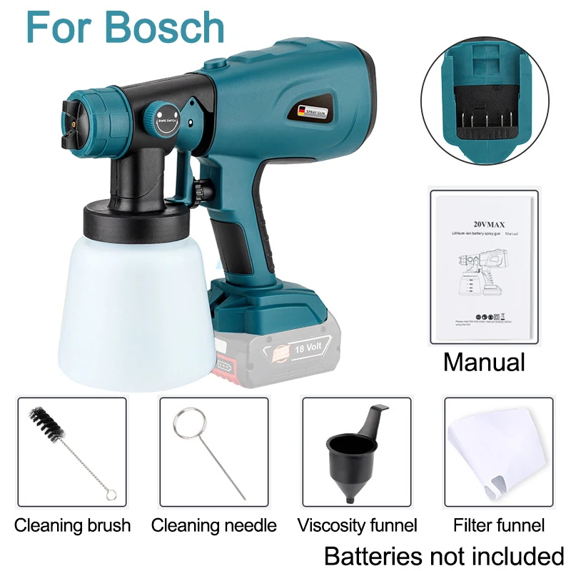 800ML Electric Spray Gun Cordless Paint Sprayer Furniture Steel Coating Airbrush For Makita/Dewalt/Milwaukee/Bosch 18V Battery