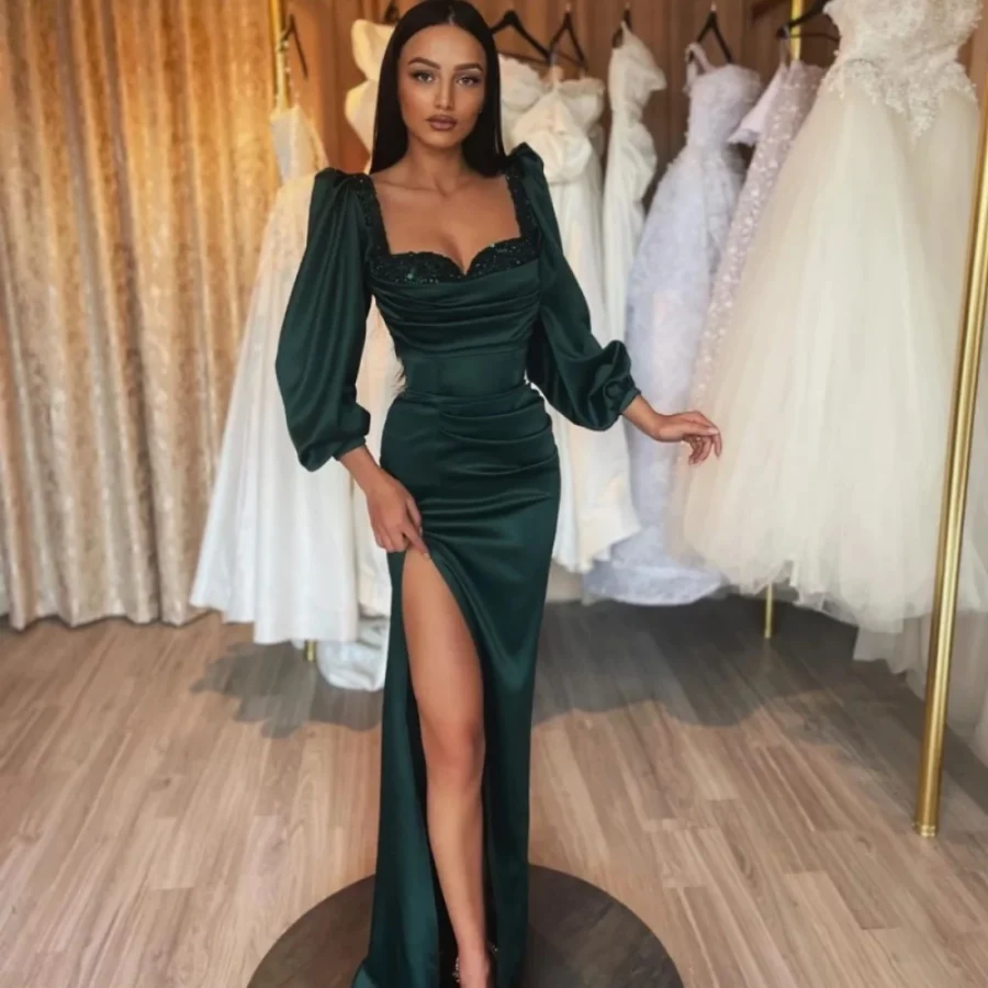 Charming Sweetheart Mermaid Prom Dresses Long Sleeves Beading Split Prom Party Formal Gowns Vestidos De Festa فستان سه 2025