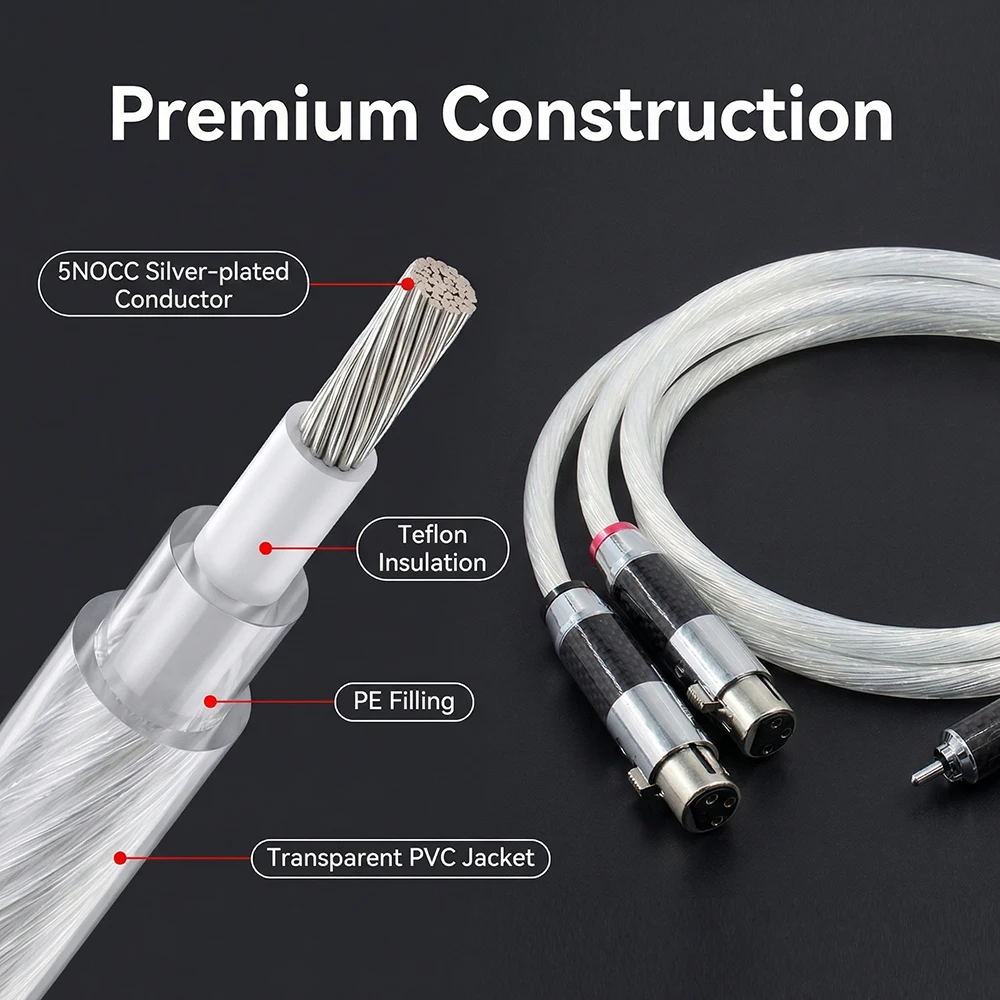 Aouyade 5N OCC silver plated fever grade RCA to XLR audio cable balanced signal cable