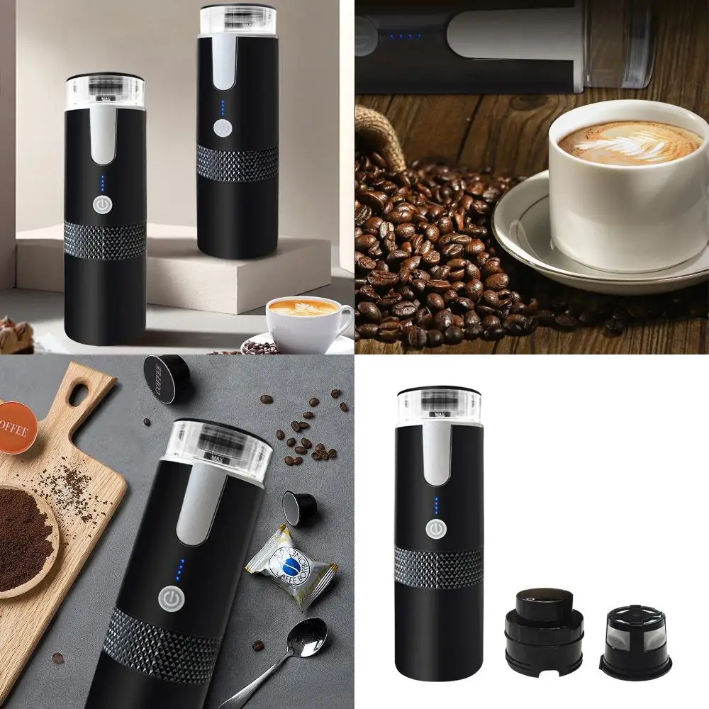 

170ML Portable Automatic Coffee Machine Wireless Compatible with Capsule & Ground Coffee for Camping Travel Hiking