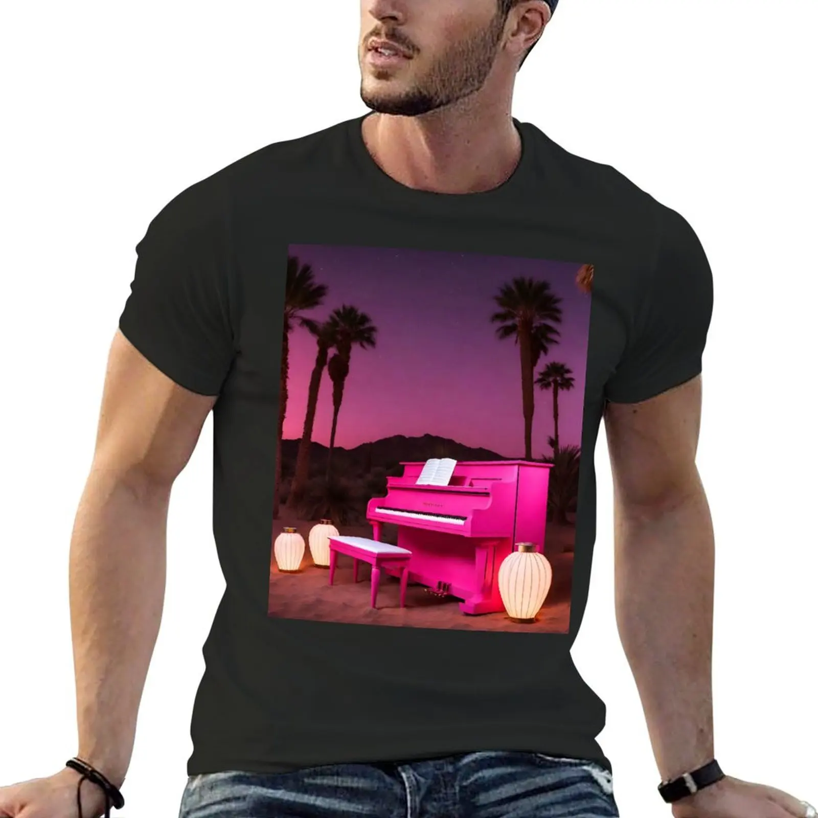 

Piano in the Egyptian desert with Pyramids, jungles, lanterns, ancient Rome T-Shirt sweat Men's t-shirts