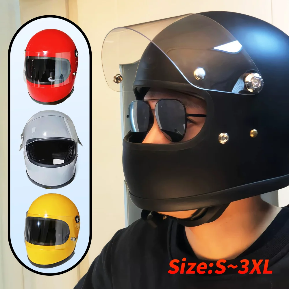 Lightweight fiberglass small motorcycle helmet with retro full windproof breathable drop resistant knight helmet wear-resistant