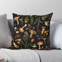 Vintage Mushroom Woodland Garden Pillowcase Polyester Linen Velvet Pattern Zip Decor Pillow Case Bed Cushion Cover 18