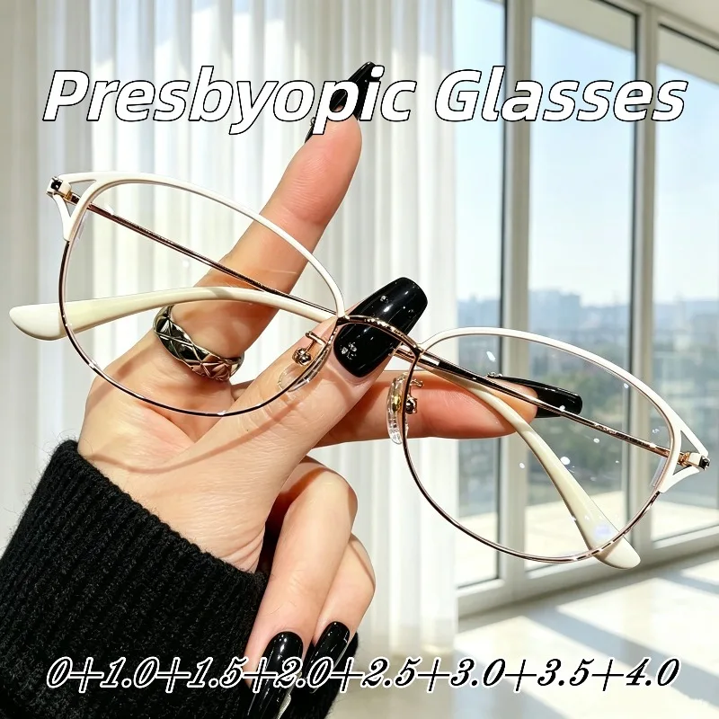 

New Ultra-lightweight Oval Frame Anti Blue Light Presbyopia Eyeglasses Outdoor Stylish High Definition Women's Reading Eyewear
