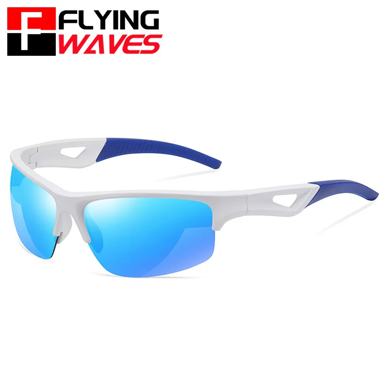 FLYING WAVES Halbrahmen-Fahrradsonnenbrille für Männer und Frauen, polarisierte/photochrome Sportbrille, Fahren, Angeln, Radfahren, MTB, UV400
