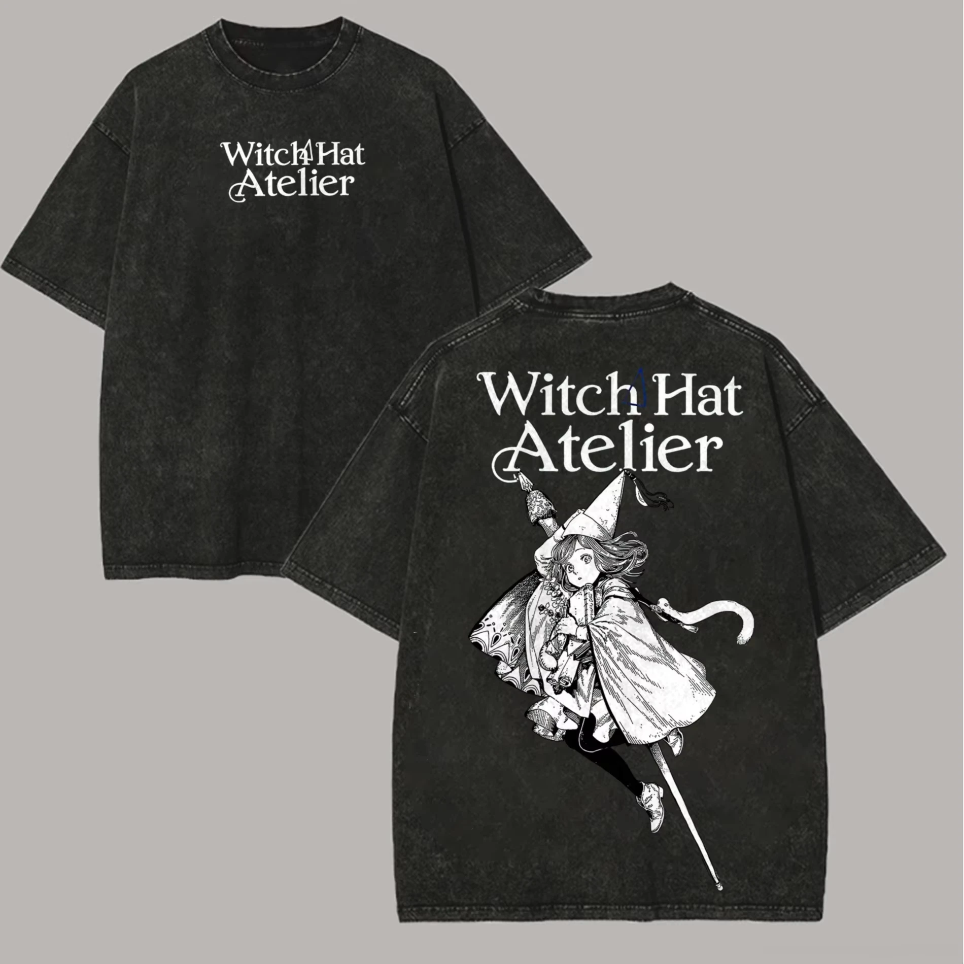 2026 Hexenhut Atelier Coco Agott T-Shirt Doppelseitiger Druck Anime Harajuku Streetwear Gewaschene Baumwolle Oversized Herren Damen Vintage – Detail 5