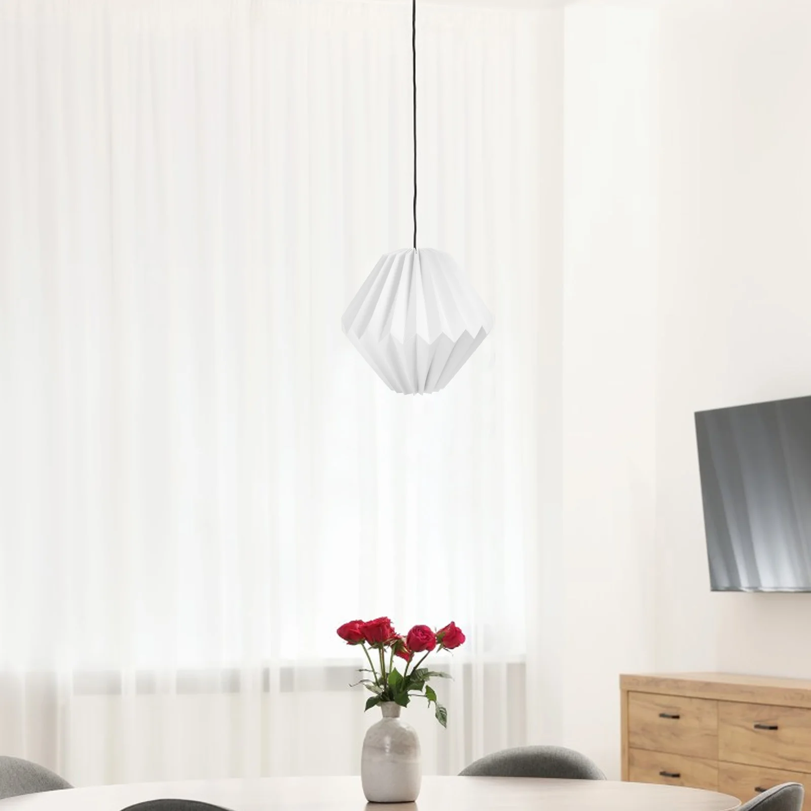 

Foldable Origami Lantern Lampshade White Nordic Style Paper Hanging Shade Decorative for Living Room Bedroom Dining