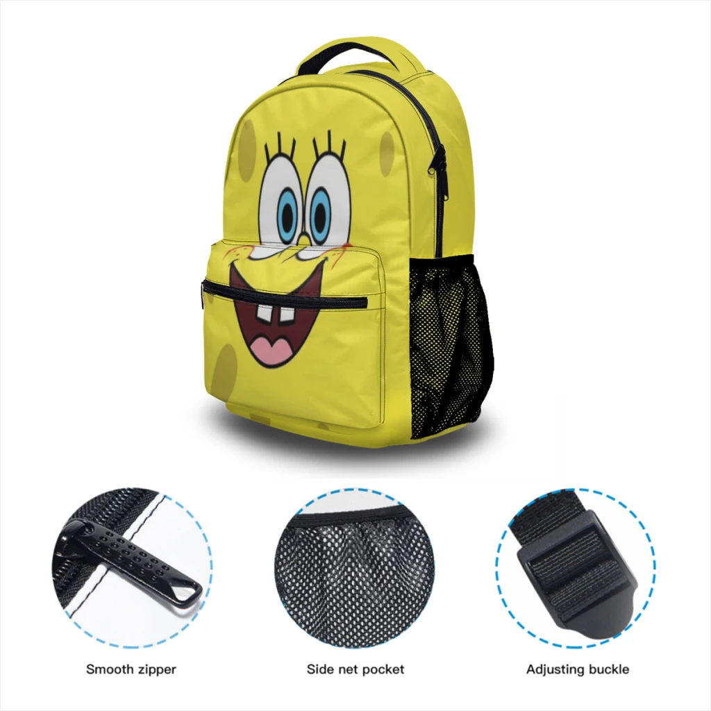 Cute Spongebob Cartoon Printed Lightweight Casual Children's Youth Backpack Schoolbag  17inch