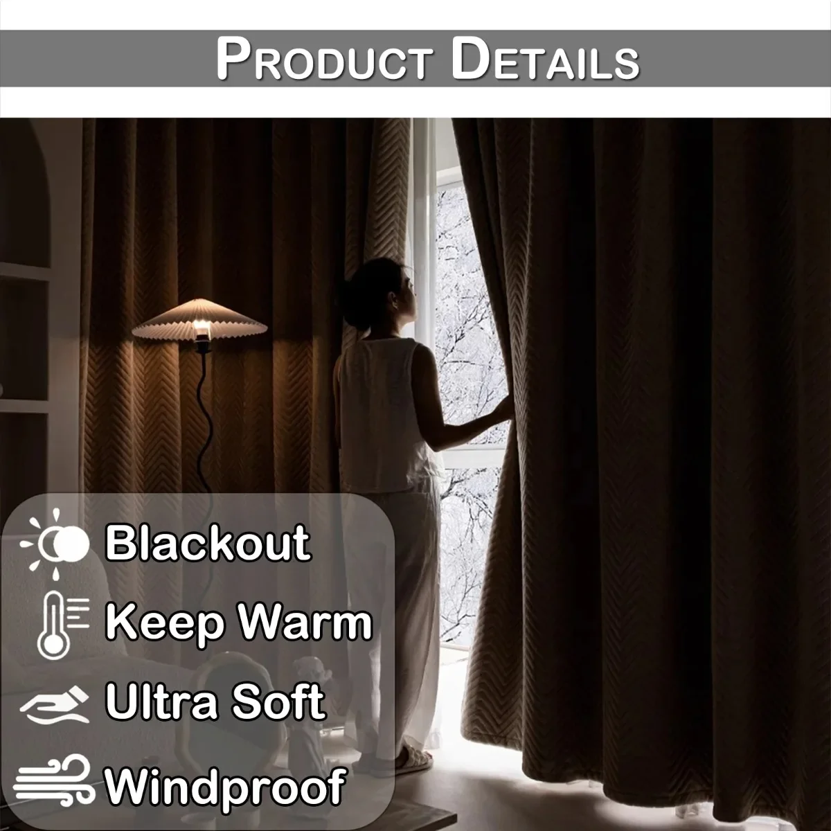 Winter Thermal Warm Folder Cotton Curtain Cold proof Windbreak Soundproof Blackout Beige Curtains for Living Room and Bedroom