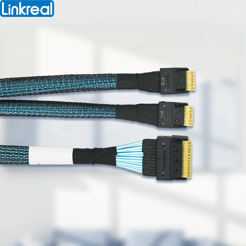 PCIe 4.0 SlimSAS SFF-8654 8i to 2 xSFF-8654 4i Cable-80CM