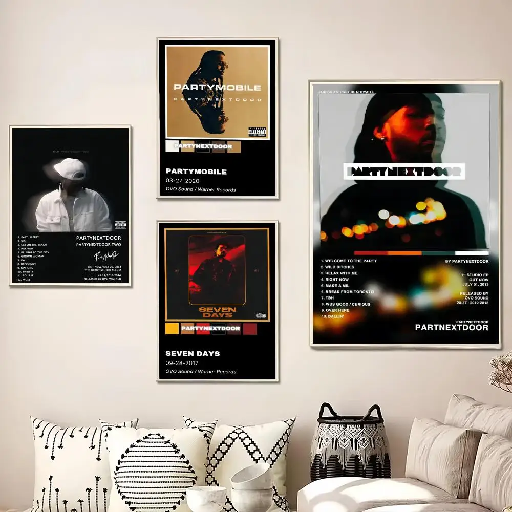 Singer P-PARTYNEXTDOOR Painting Calligraphy Canvas Poster Wall Art for Living Room Bedroom Cafe Decor Gift