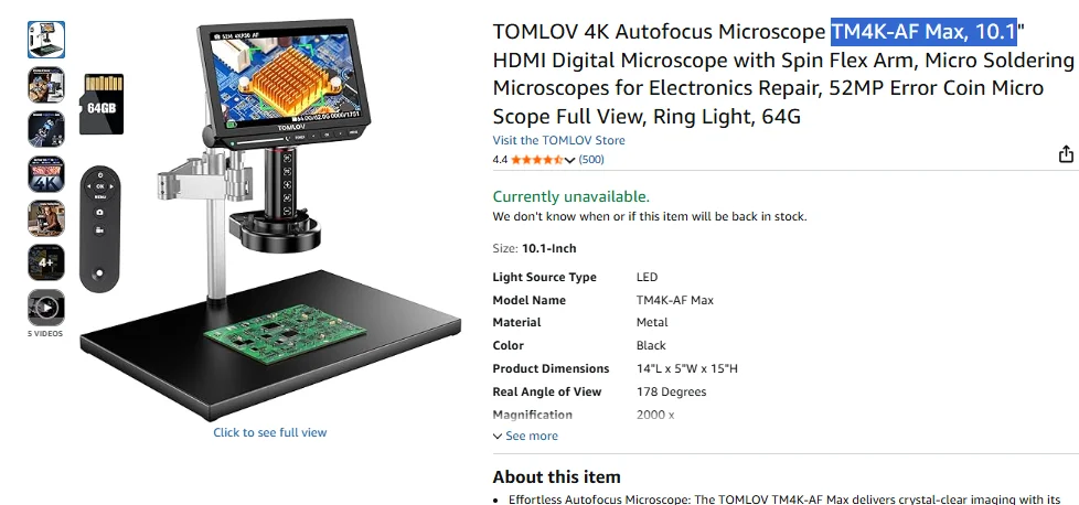 Tomlov Microscope 4k Tm4k Max