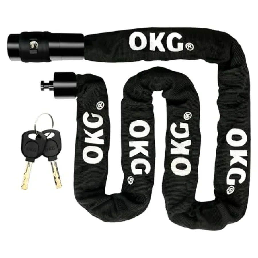 

Bike Chain Lock 4 Foot 1/4 Inch Thick Square Cut Proof Chain Hardened Alloy Steel Anti Theft Chain Lock for Bike ATV Scooter Tr