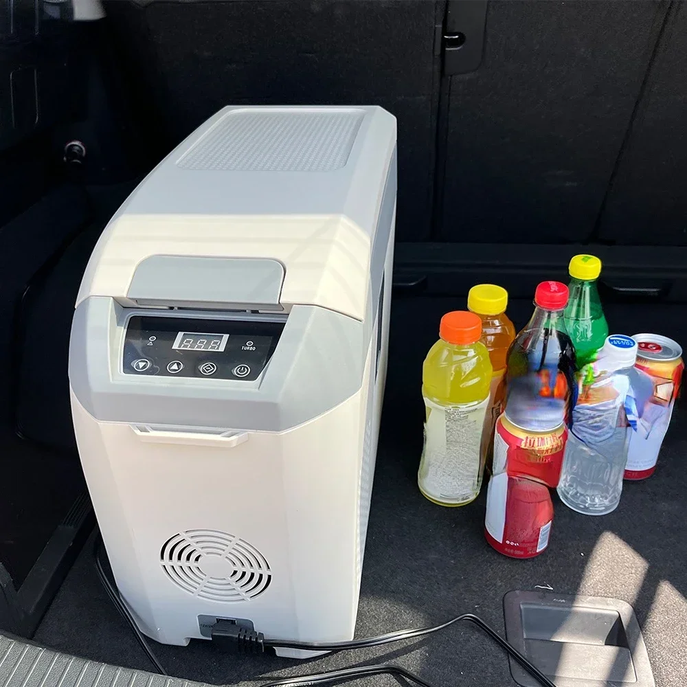 Safe lock portable car refrigerator with low noise and shoulder straps, suitable for yachts, RVs, and mini refrigerators