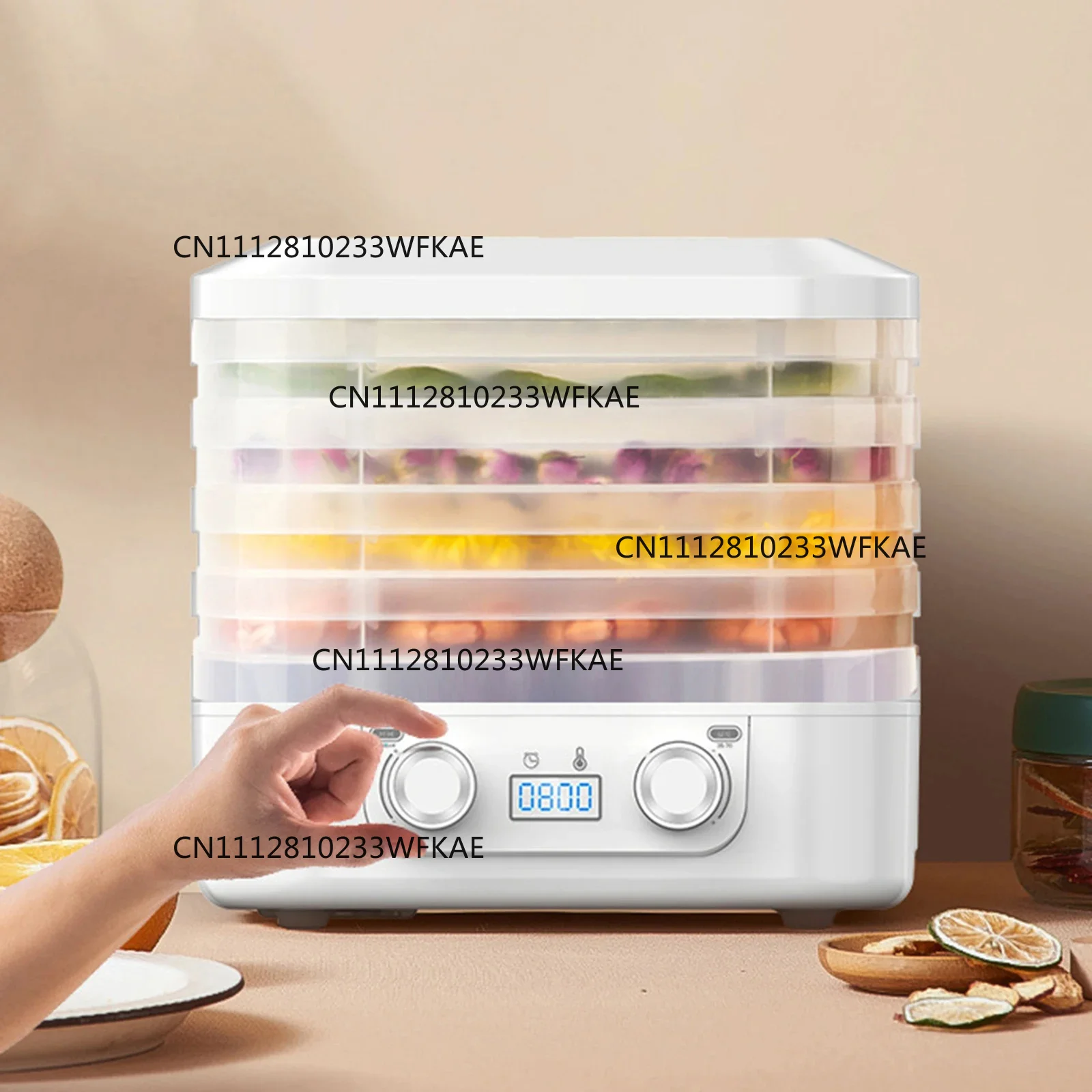 48Hours Long Lasting Thermostatic Fruit Drying Device 5 Layers Food Dehydrator Snack Herb Desiccator Temperature Adjustable