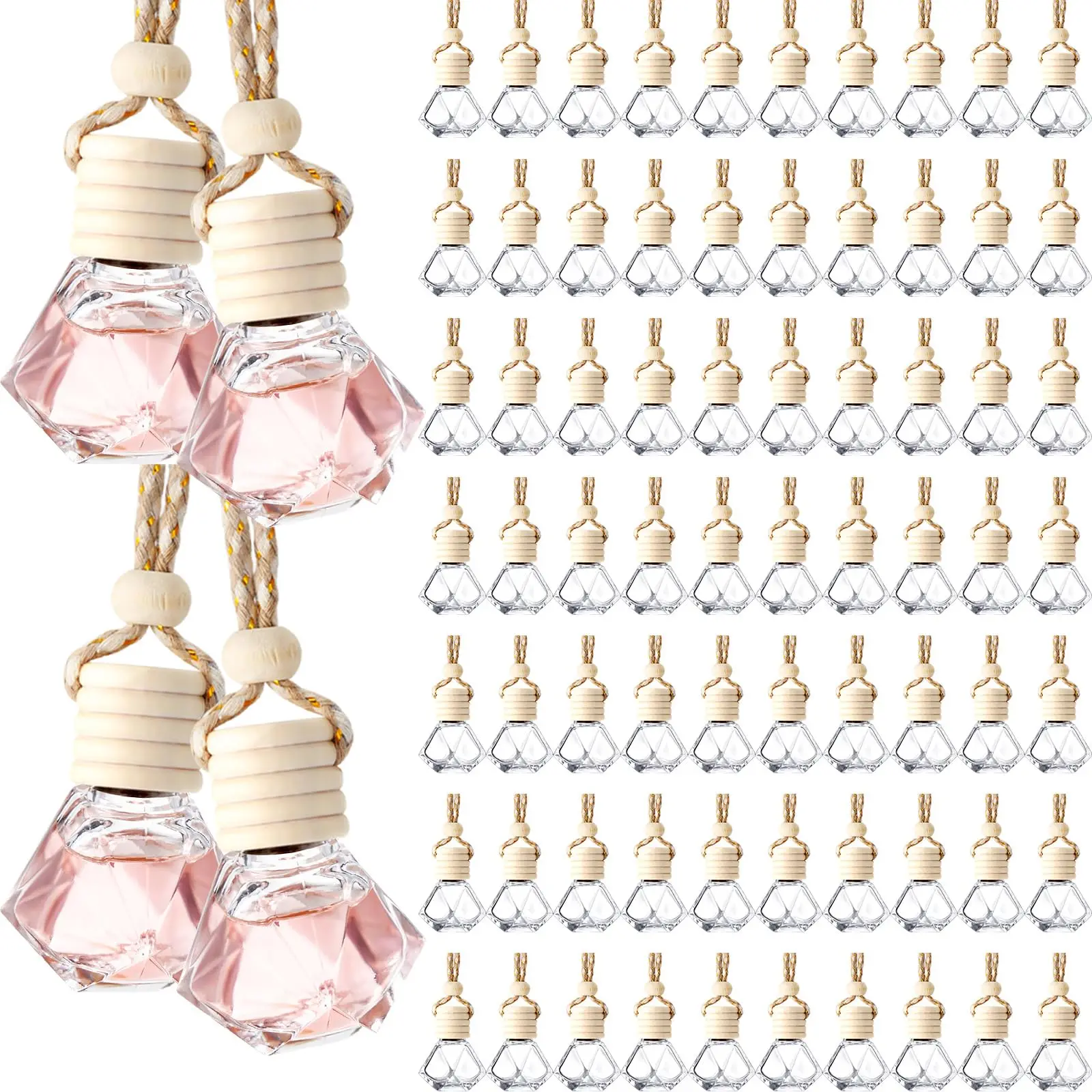 

300 Pcs 8ml Hanging Air Freshener Diffuser Bottle Bulk Empty Glass Perfume Bottles Refillable Aromatherapy Essential Oils