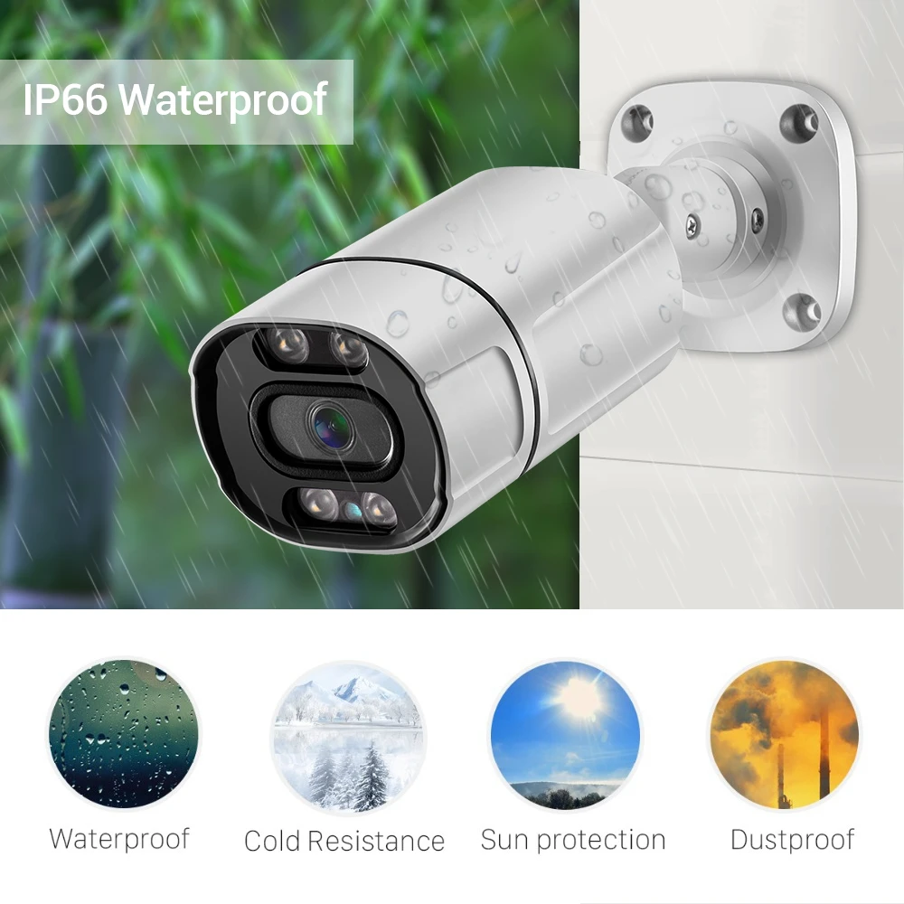 Imagem -02 - Acarte 4k 8mp Poe Câmera ip H.265 ao ar Livre à Prova d Água Infravermelho Visão Noturna Micropone Incorporado Câmera de Segurança Cctv