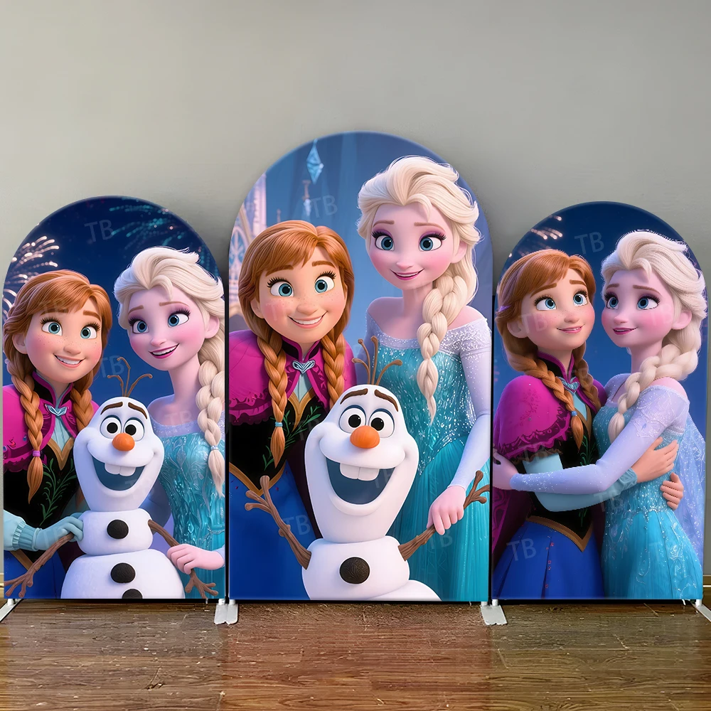 

TB Frozen Princess Anna & Elsa Arch Backdrop Cover for Girls Birthday Party Baby Shower Decor Photography Background Wall Props