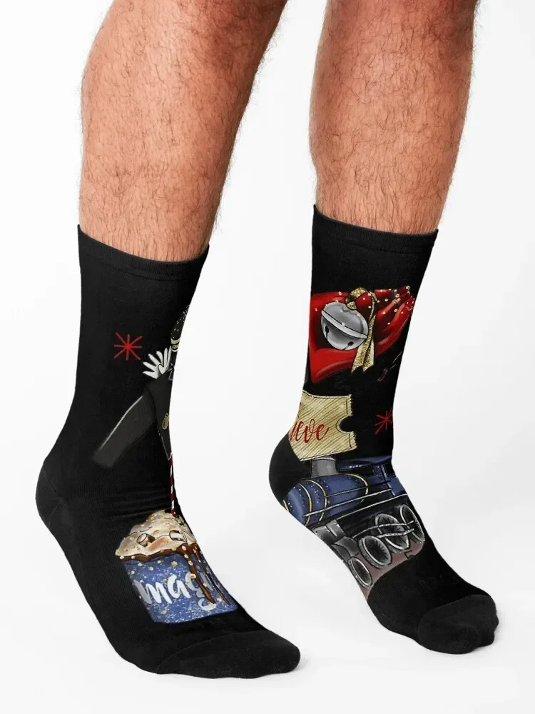 عيد الميلاد القطب الشمالي القطبية اكسبرس في جميع أنحاء العالم عيد الميلاد سانتا تي شيرت الجوارب مشرق الرباط بارد المشي لمسافات طويلة مضحك الهدايا امرأة الجوارب الرجال