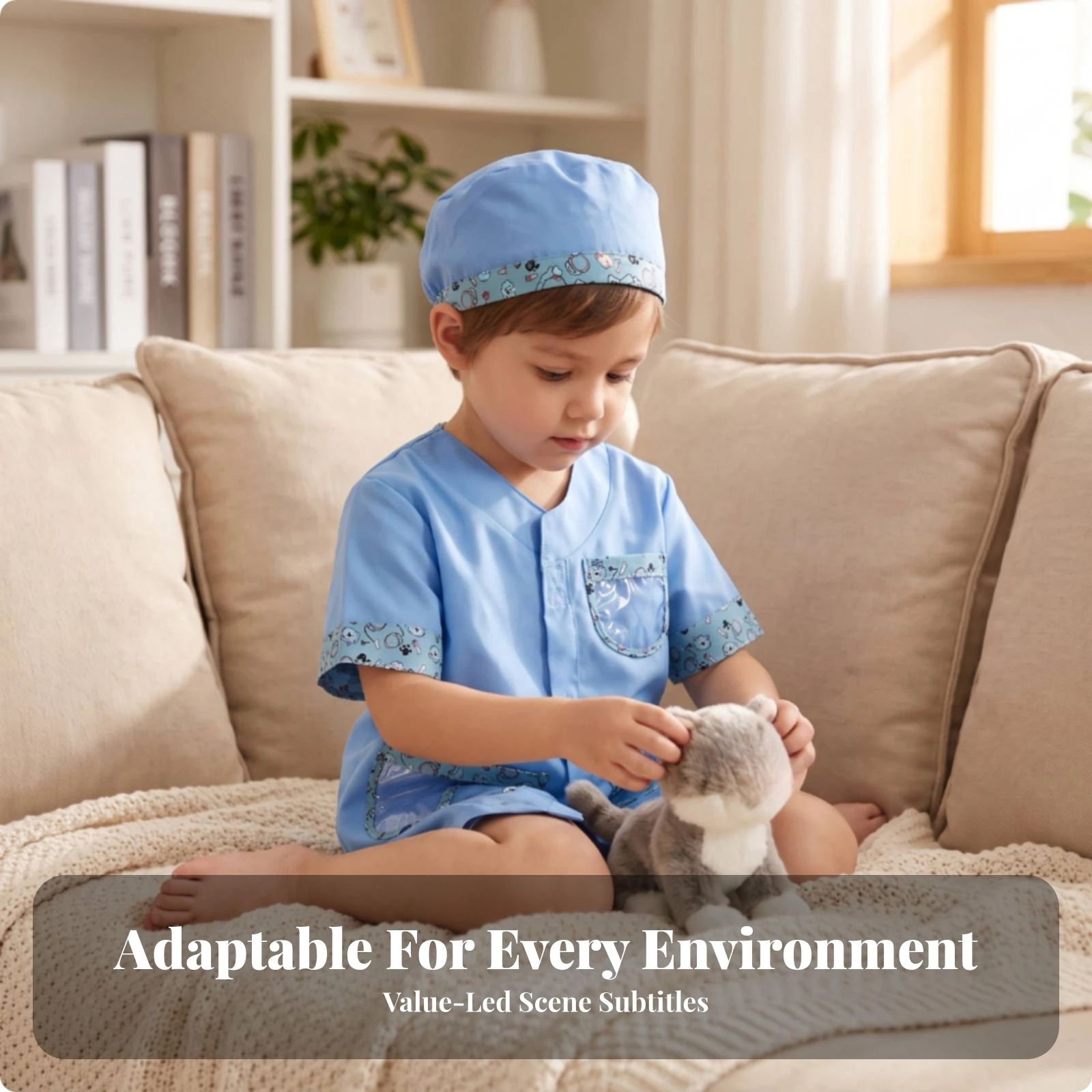 Role-Play Costume with Hat Realistic Dress-up Outfit with Hat Uniform Comfortable Apparel Front-Opening for Children, Halloween