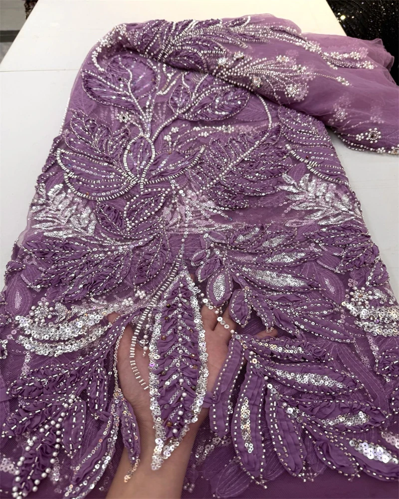 عالية الجودة الأفريقي النيجيري أنيقة ثلاثية الأبعاد قماش مطرز الفرنسية تول أقمشة الدانتيل مع الترتر لحفل الزفاف