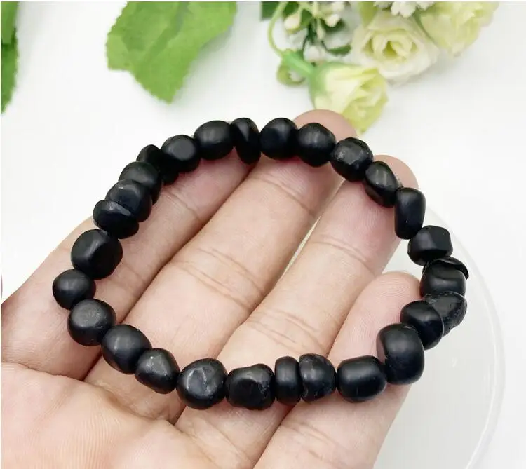 PANGEM Wholesale 100% Natural Russia Shungite 8mm Nugget Bracelet EMF Radiation Protection 5G Blocker - Wholesale Quantity