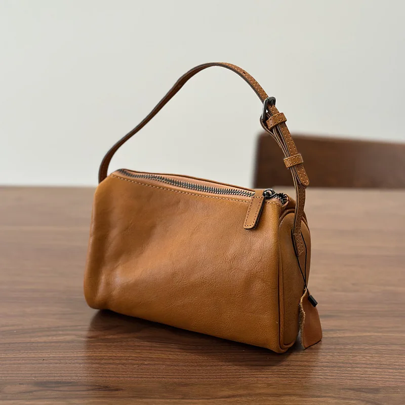 2026 new leather hand bag vegetable tanned first layer cowhide messenger bag