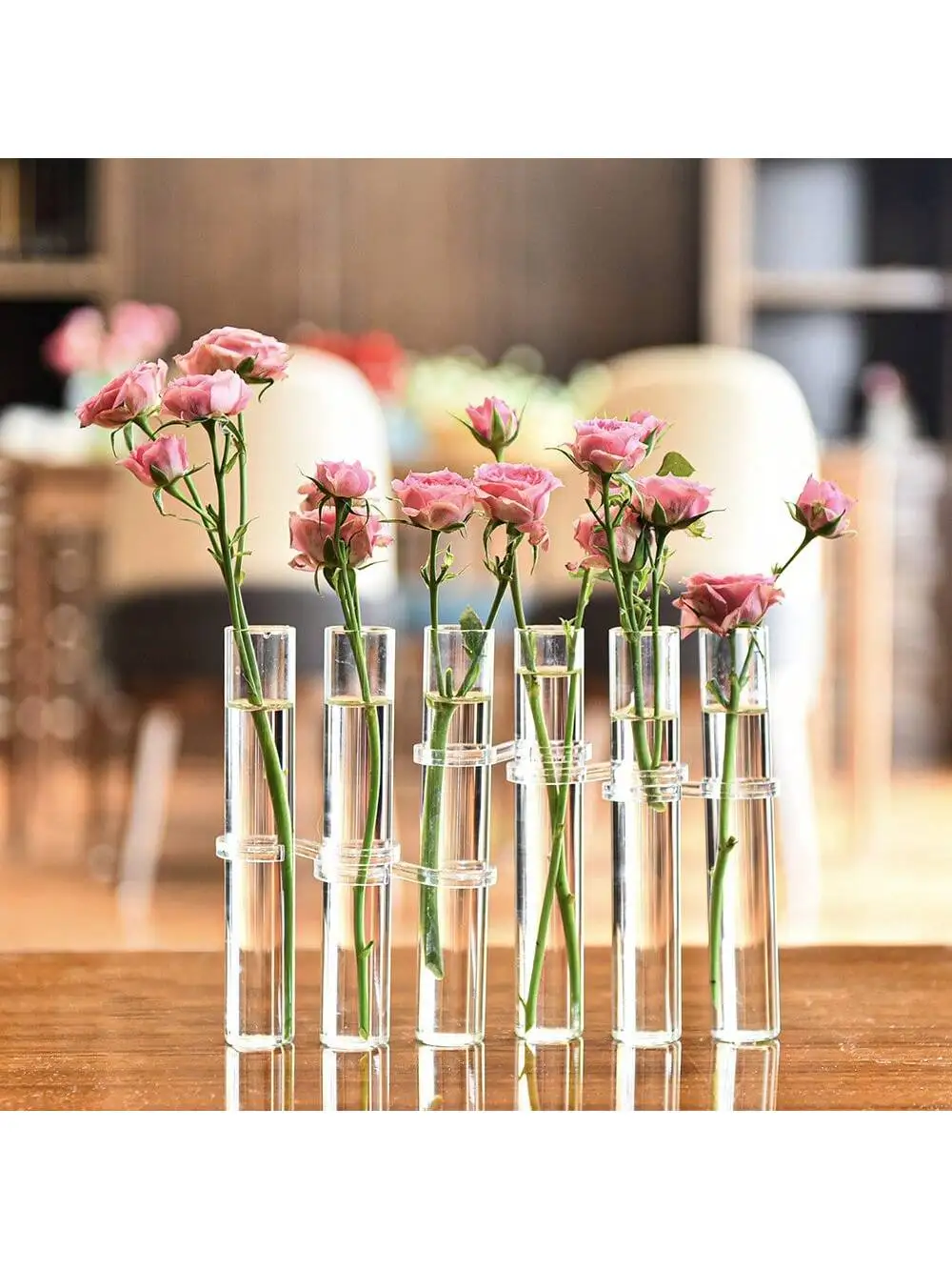 4/6/8PCS Creative Simple Hinged Flower Vase Hydroponics Plant Pot Clear Glass Test Tube Hanging Flower Holder for Home Decoratio
