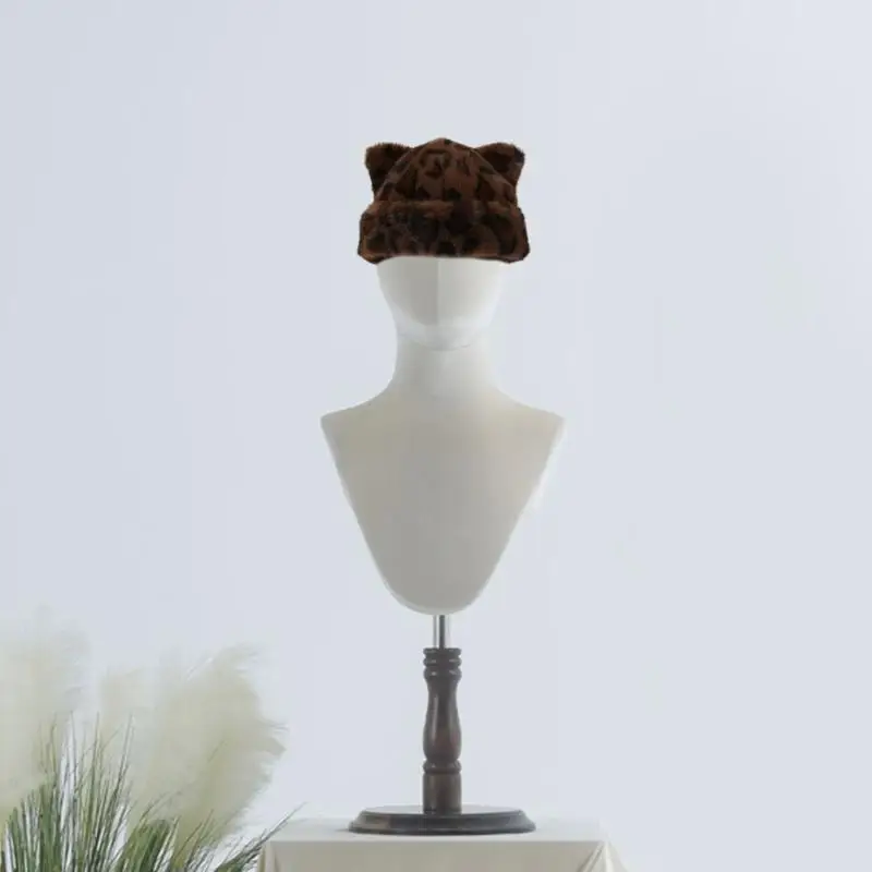 652F Kids Ushanka Head Wrap Thicken Furry Bear Hat for Climbing Skiing Sports Headwear Ushanka Bear Hat Oversized Headwear