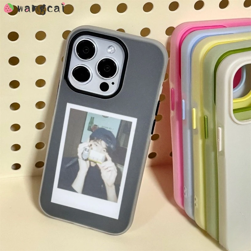 

Photo Frame Phone Case For iPhone 16 15 14 Plus 13 12 11 Pro Max XR XS Max X Back Cover Candy Color Mezzanine Hold Photos Casing