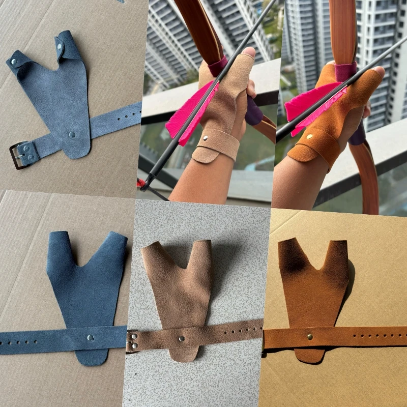 Guantes arquería cuero vacuno – Tiro con arco tradicional - imagen 4
