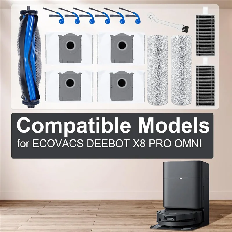 AT28-pour Ecovacs Deebot T80 Omni Robot aspirateur brosse latérale principale filtre Hepa sacs à poussière accessoires