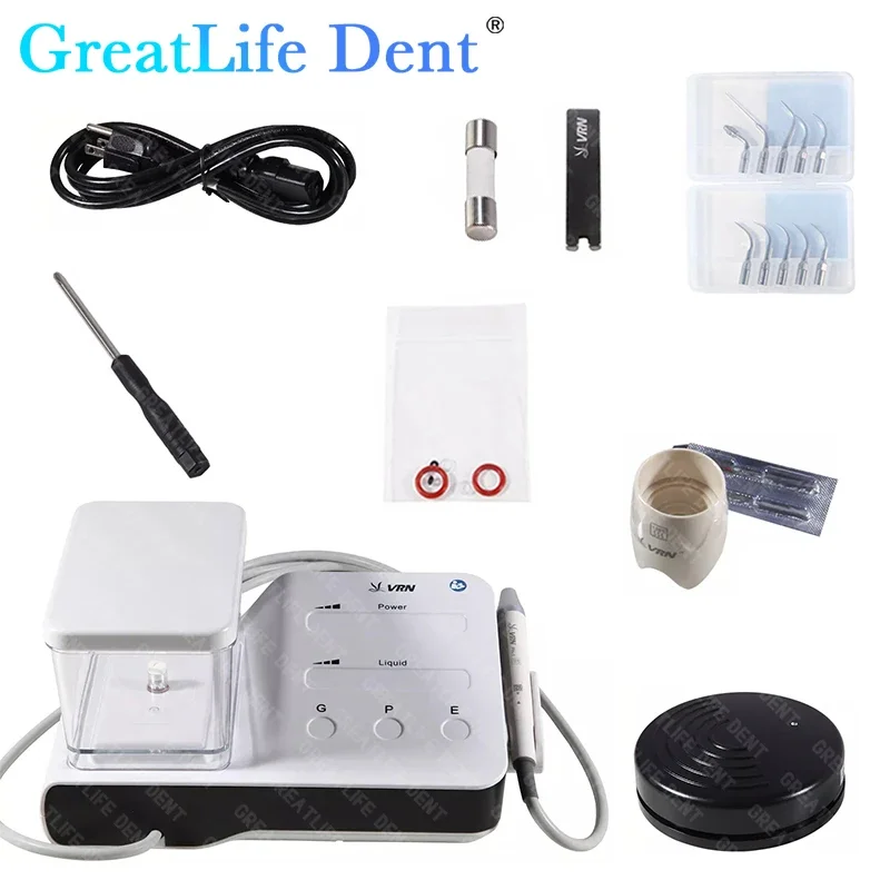 GreatLife Dent Dental VRN DA-20 قشارة الأسنان بالموجات فوق الصوتية آمنة وإزالة الجير فعالة مع دواسة لاسلكية