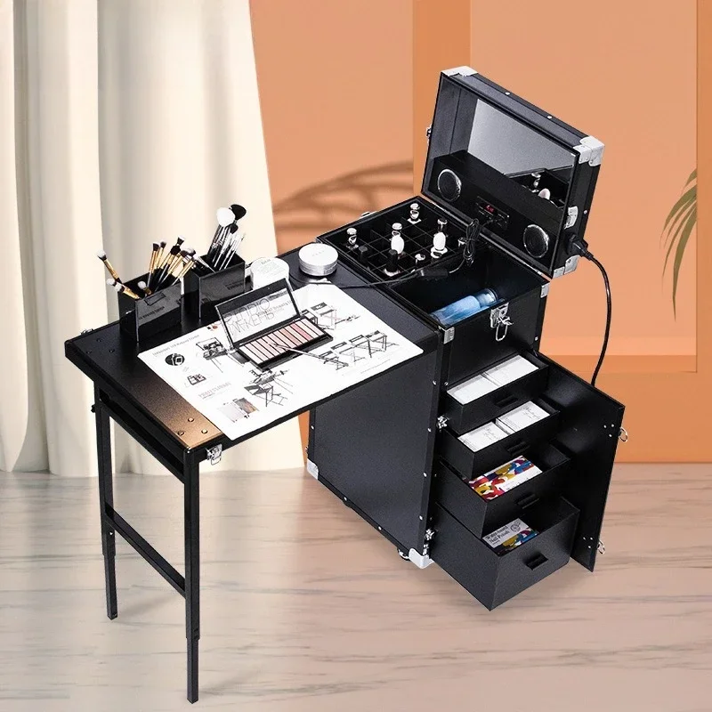 Foldable Nail Table Makeup Portable Manicure Table Train Case Desk Cosmetic Portable Folding Table Mesa De Manicura Profesional