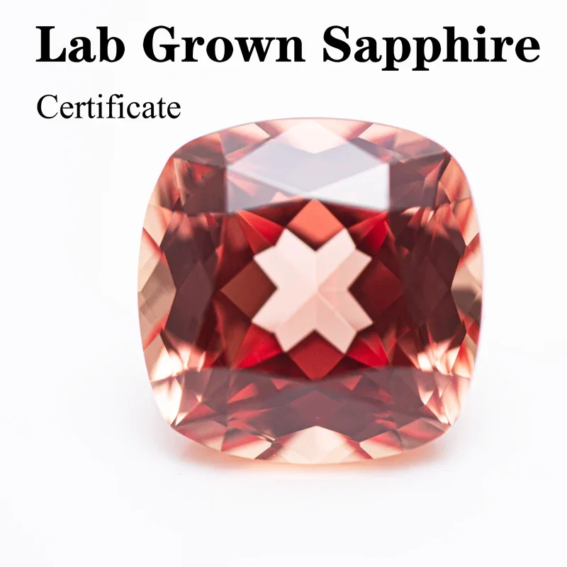 

Lab Grown Sapphire Square Cushion Orange Color VVS1 Selectable AGL Certificate Gemstone Charms Beads Diy Jewelry Making Material