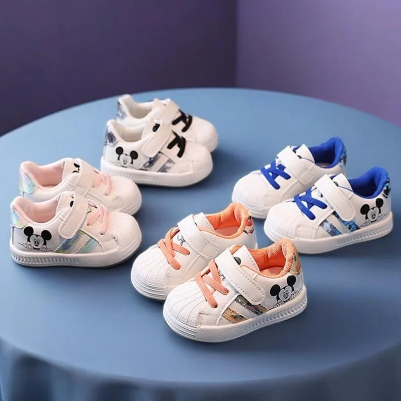 

Cartoon White Casual Shoes For Baby Boy Girl Brand Children Sneaker Mickey Mouse Kids Shoes Toddler Walking Shoes Size 15-25