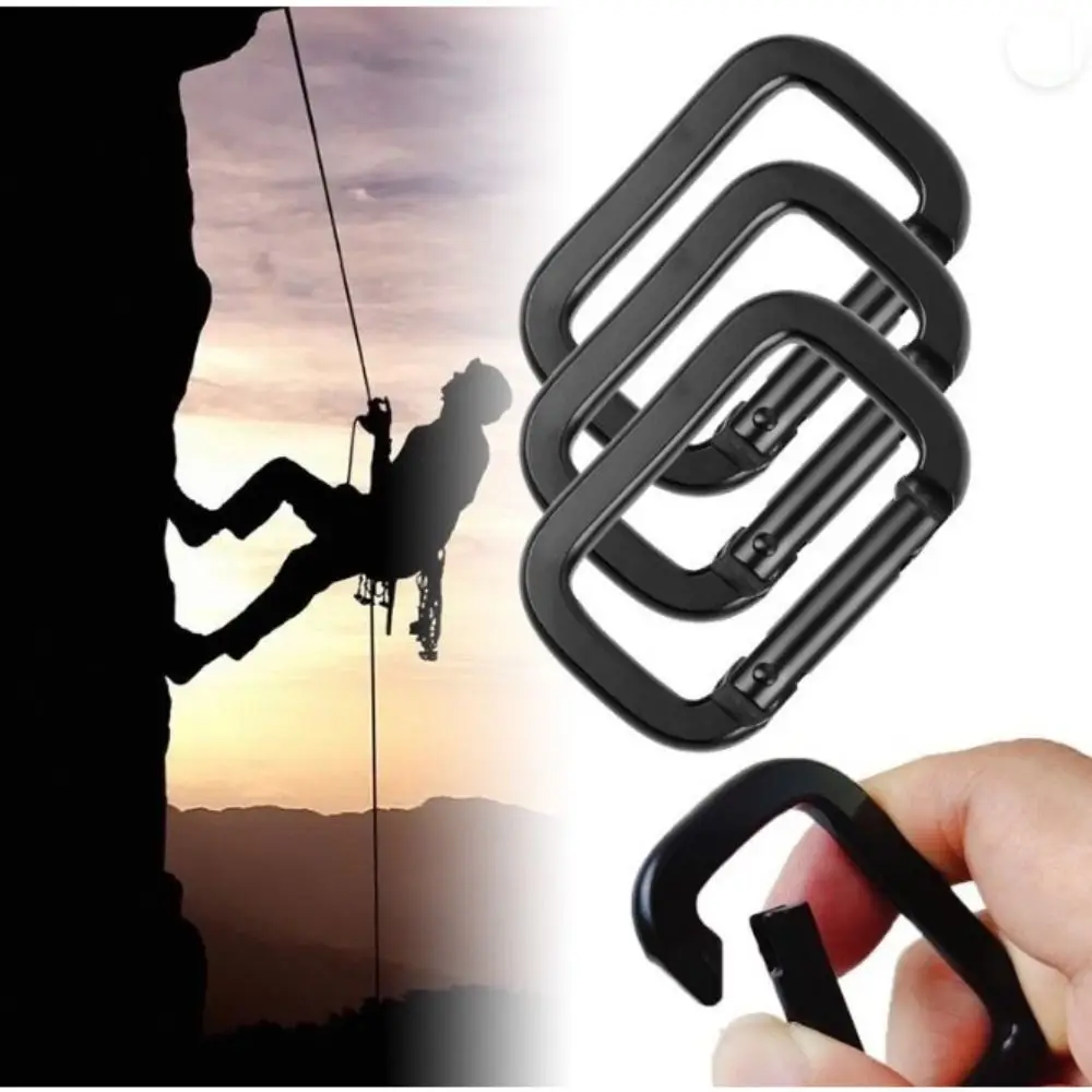 

Durable Aluminium Alloy Aluminium Alloy Carabiner Square Anti-Theft Backpack Buckle Black Outdoor Camping