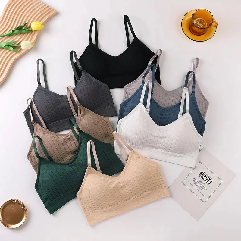 

Women's rib sports wipe chest Wrap Chest strap Chest Pad Breathable adjustable strap Gathering anti-glitter beautiful back bra