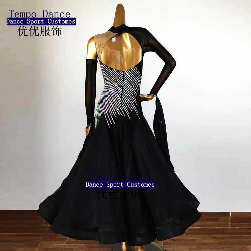 Black Modern Dance Dress Standard Ballroom Dance Dress Women Tango Dress Waltz Competition Performance Costumes Ballroom Dress