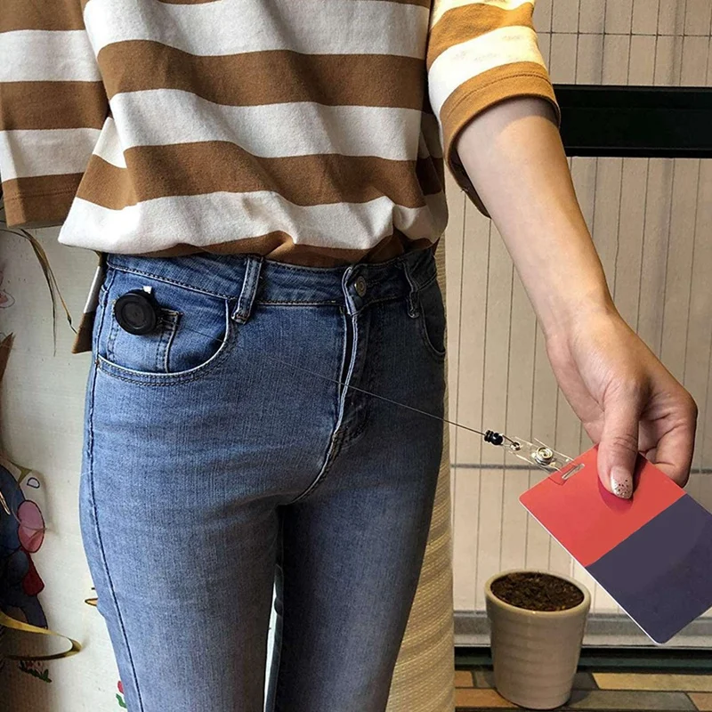 بكرات حامل شارة اسم معرف قابل للسحب مع مشبك تمساح دوار ، أسود ، أفضل الصفقات ، 4 عبوات