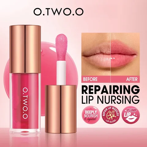 O.TWO.O Lip Oil Gloss Lip Plumper Makeup Moisturizing NonSticky Sexy Water Glossy Glitter Primer Tint Lip Balm Care Cosmetics
